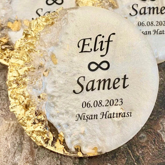 Magnet Époxy Doré "Cristaux Duo"